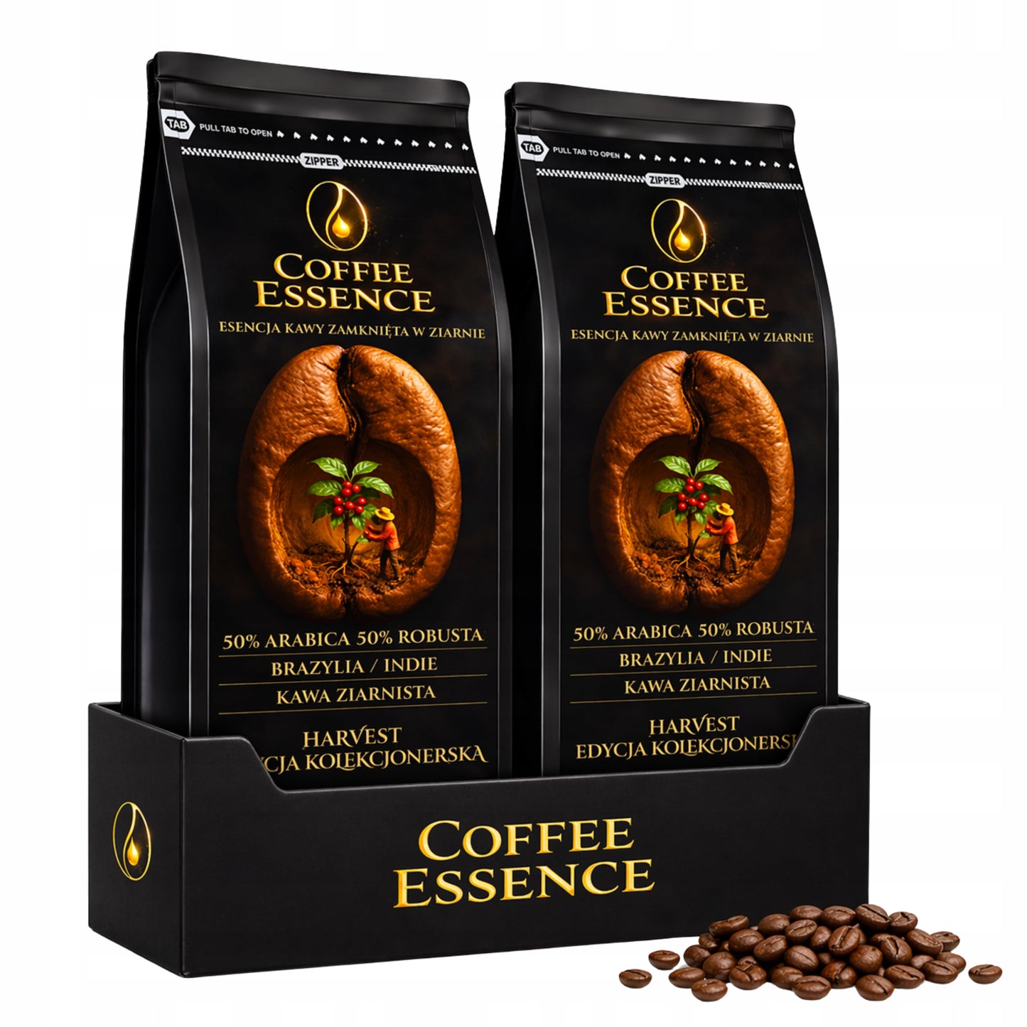 KAWA ZIARNISTA 2KG ZESTAW ŚWIEŻO PALONA ARABICA ROBUSTA CREMA DO EKSPRESU